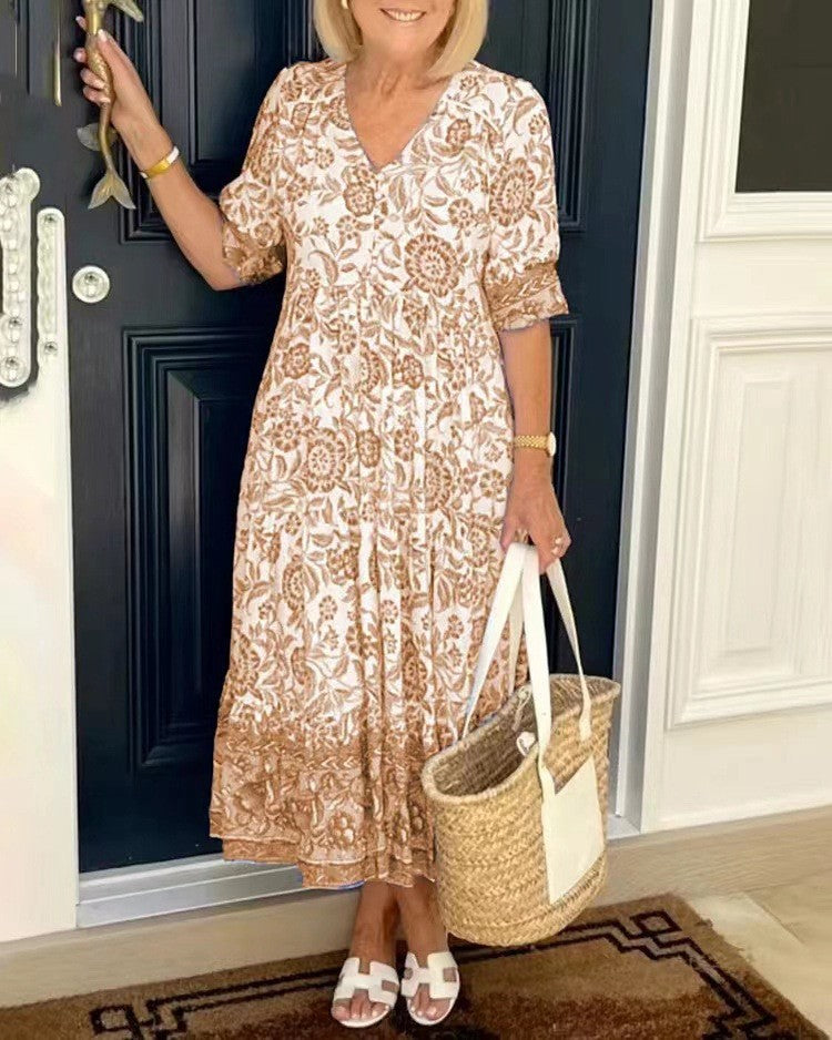 Thalia | Graceful V-Neck Floral Dress