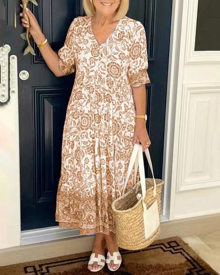 Thalia | Graceful V-Neck Floral Dress