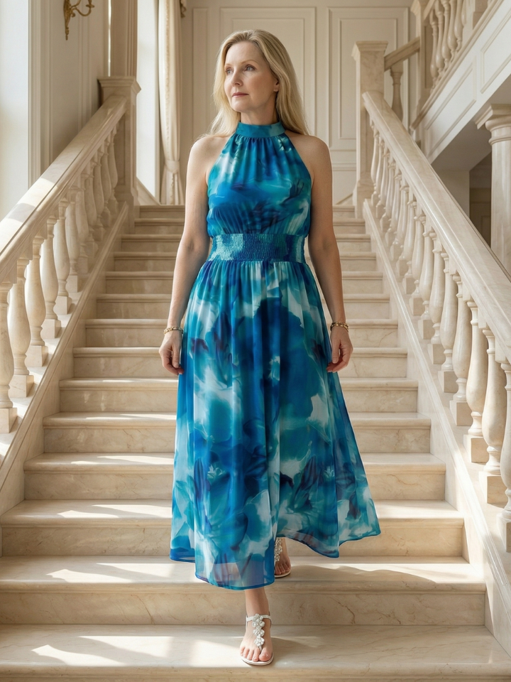 Alondra | Gathered Halter Midi Dress