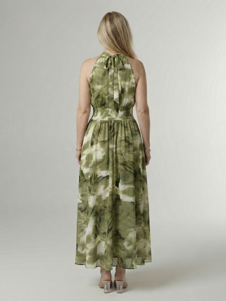 Alondra | Gathered Halter Midi Dress