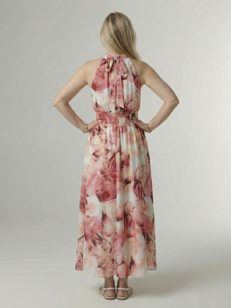 Alondra | Gathered Halter Midi Dress