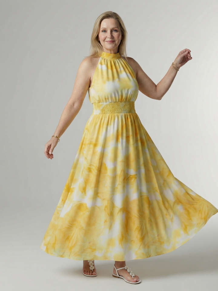 Alondra | Gathered Halter Midi Dress