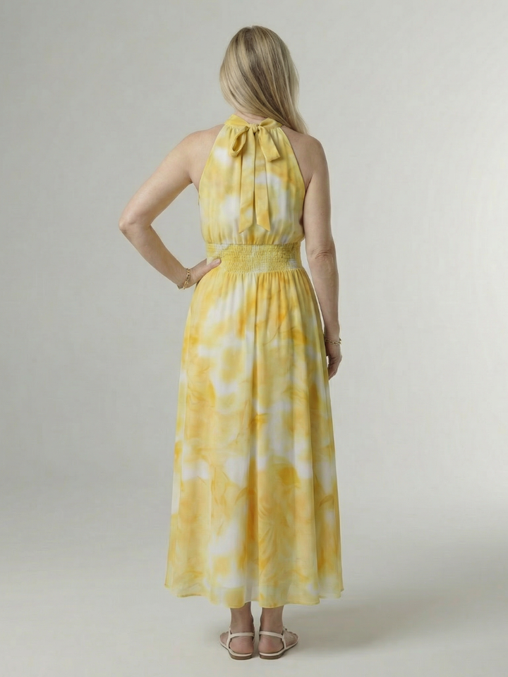 Alondra | Gathered Halter Midi Dress