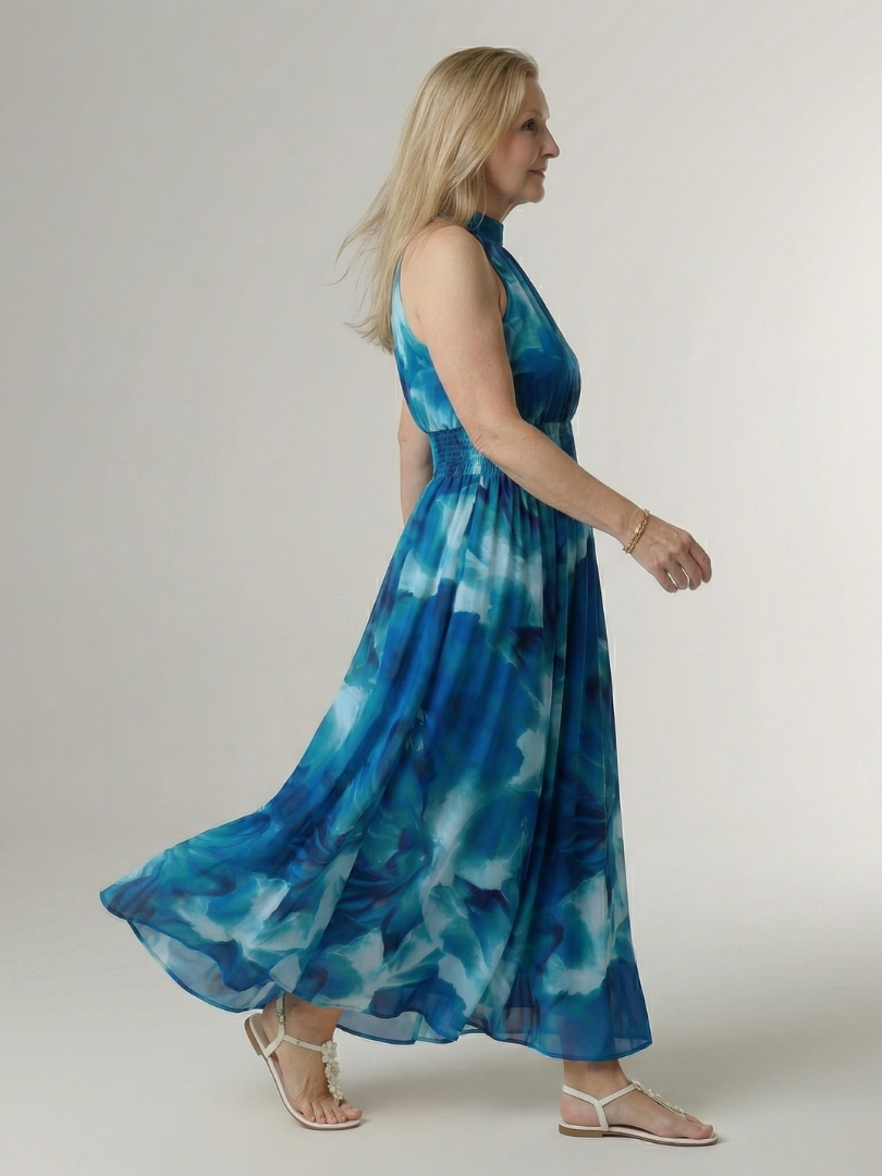 Alondra | Gathered Halter Midi Dress