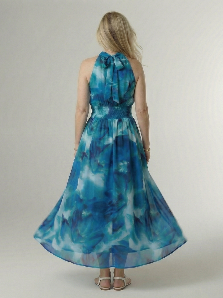 Alondra | Gathered Halter Midi Dress