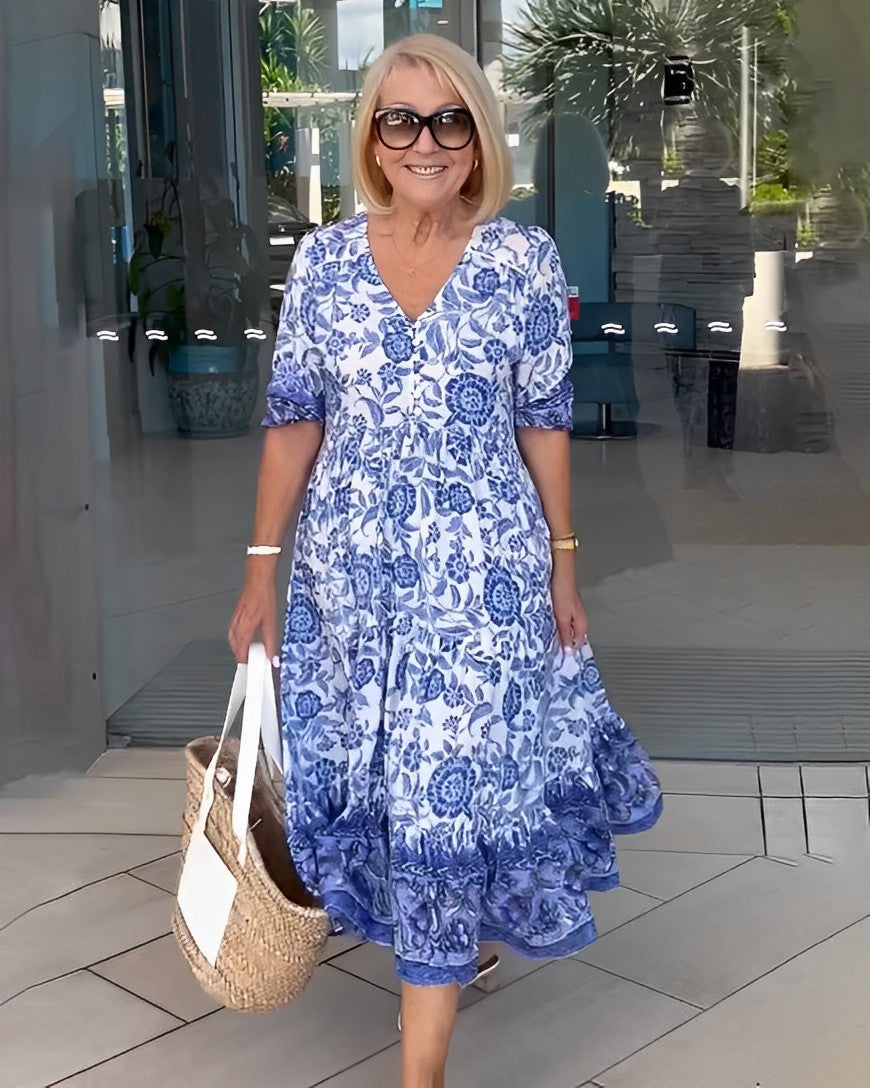 Thalia | Graceful V-Neck Floral Dress