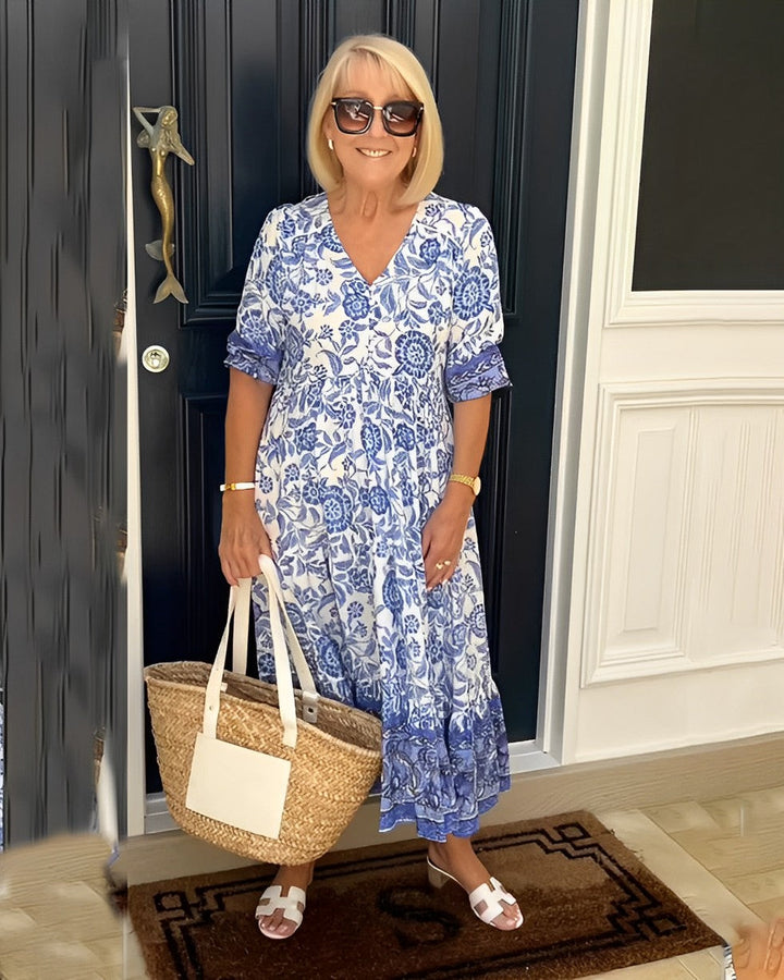 Katherine | Graceful V-Neck Floral Dress